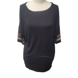 Hippie Chic Tshirt Soft Black with Short Sleeves Size Medium M Rauon And Spandex